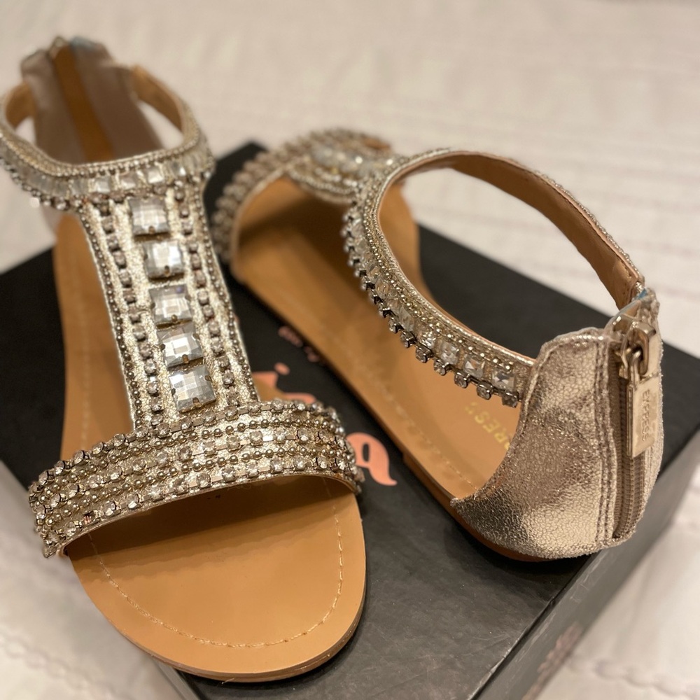 Express Womens Jeweled Flat Sandals Slides Size 9